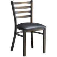 Lancaster Table & Seating Distressed Copper Finish Ladder Back Chair with 2 1/2" Black Vinyl Padded Seat