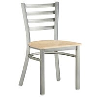 Lancaster Table & Seating Clear Coat Frame Ladder Back Cafe Chair with Natural Wood Seat - Detached Seat