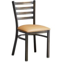 Lancaster Table & Seating Distressed Copper Frame Ladder Back Cafe Chair with Light Brown Padded Seat - Detached Seat
