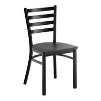 Lancaster Table & Seating Distressed Copper Finish Ladder Back Chair with Black Wood Seat - Assembled