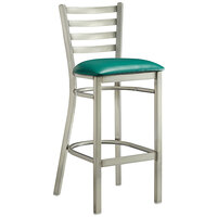 Lancaster Table & Seating Clear Frame Ladder Back Bar Height Chair with Green Padded Seat - Detached Seat