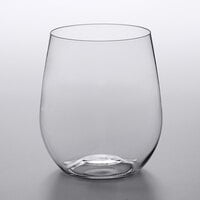 Choice 12 oz. Light Weight Clear Plastic Stemless Wine Glass - 16/Pack