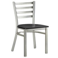 Lancaster Table & Seating Clear Coat Frame Ladder Back Cafe Chair with Black Wood Seat - Detached Seat