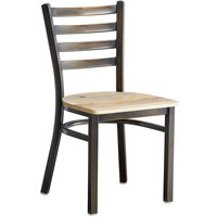 Lancaster Table & Seating Distressed Copper Finish Ladder Back Chair with Driftwood Seat - Assembled