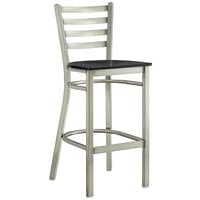 Lancaster Table & Seating Clear Coat Frame Ladder Back Bar Height Chair with Black Wood Seat - Preassembled
