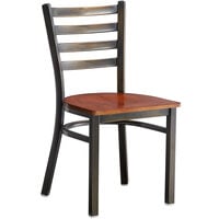 Lancaster Table & Seating Distressed Copper Finish Ladder Back Chair with Antique Walnut Wood Seat