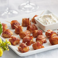 Les Chateaux de France 1.0 oz. Cooked Bacon Wrapped Scallops on Skewer - 100/Case