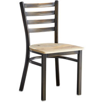 Lancaster Table & Seating Distressed Copper Finish Ladder Back Chair with Driftwood Seat - Detached