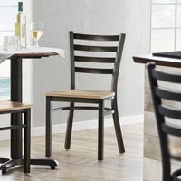 Lancaster Table & Seating Distressed Copper Frame Ladder Back Cafe Chair with Driftwood Seat - Detached Seat