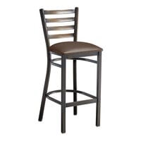 Lancaster Table & Seating Distressed Copper Finish Ladder Back Bar Stool with 2 1/2" Dark Brown Vinyl Padded Seat
