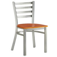 Lancaster Table & Seating Clear Coat Finish Ladder Back Chair with Cherry Wood Seat - Assembled