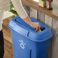 Toter RSD21-00BLU Blue Rectangular Lid with Swing Door for 23 Gallon Slimline Trash Cans