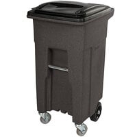 Toter ACC32-54157 32 Gallon Brown Rectangular Rotational Molded Wheeled Trash Can with Casters and Lid