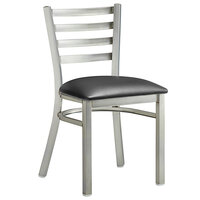 Lancaster Table & Seating Clear Frame Ladder Back Cafe Chair with Black Padded Seat - Detached Seat