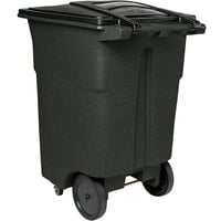 Toter ACC96-50501 96 Gallon Green Rectangular Rotational Molded Wheeled Trash Can with Casters and Lid