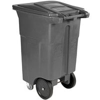 Toter ACC64-54647 64 Gallon Gray Rectangular Rotational Molded Wheeled Trash Can with Casters and Lid