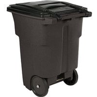Toter ANA96-58538 96 Gallon Brownstone Rotational Molded Wheeled Rectangular Trash Can with Lid