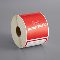 TamperSafe 2 1/2" x 6" Customizable Red Paper Tamper-Evident Label - 250/Roll