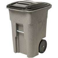 Toter ANA48-00GST 48 Gallon Graystone Rotational Molded Wheeled Rectangular Trash Can with Lid