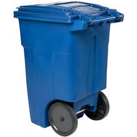 Toter ANA48-00BLU 48 Gallon Blue Rotational Molded Wheeled Rectangular Trash Can with Lid