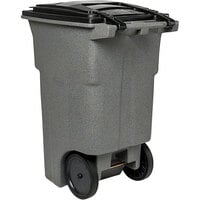 Toter ANA64-10827 64 Gallon Graystone Rotational Molded Wheeled Rectangular Trash Can with Lid