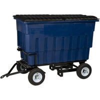 Toter FLA20-10227 2 Cubic Yard Blue Rapid Speed Mobile Trash Container / Dumpster with Attached Lid (1000 lb. Capacity)