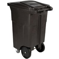 Toter ACC64-10975 64 Gallon Brown Rectangular Rotational Molded Wheeled Trash Can with Casters and Lid