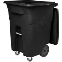 Toter ACC96-10202 96 Gallon Black Rectangular Rotational Molded Wheeled Trash Can with Casters and Lid