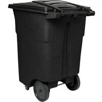 Toter ACC96-10202 96 Gallon Black Rectangular Rotational Molded Wheeled Trash Can with Casters and Lid