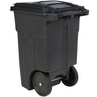 Toter ANA48-00BST 48 Gallon Brownstone Rotational Molded Wheeled Rectangular Trash Can with Lid