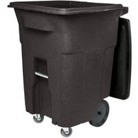 Toter ACC96-11293 96 Gallon Brown Rectangular Rotational Molded Wheeled Trash Can with Casters and Lid