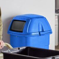 Toter STL35-00BLU Blue Square Dome Lid with Swing Door for 35 Gallon Slimline Trash Cans