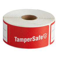 TamperSafe 1 1/2" x 6" Customizable Red Paper Tamper-Evident Label - 250/Roll