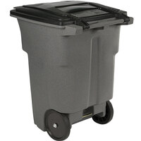 Toter ANA96-10599 96 Gallon Graystone Rotational Molded Wheeled Rectangular Trash Can with Lid