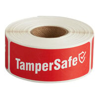 TamperSafe 1" x 3" Customizable Red Paper Tamper-Evident Label - 250/Roll