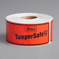 TamperSafe 1 1/2 inch x 6 inch Red Plastic Tamper-Evident Label - 250/Roll