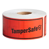 TamperSafe 1 1/2" x 6" Red Plastic Tamper-Evident Label - 250/Roll