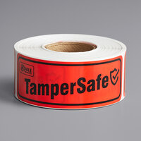 TamperSafe 1 inch x 3 inch Red Plastic Tamper-Evident Label - 250/Roll