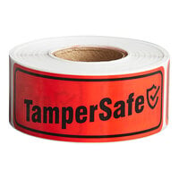 TamperSafe 1" x 3" Red Plastic Tamper-Evident Label - 250/Roll