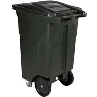 Toter ACC64-56915 64 Gallon Green Rectangular Rotational Molded Wheeled Trash Can with Casters and Lid