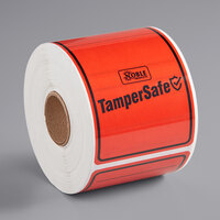 TamperSafe 2 1/2 inch x 6 inch Red Plastic Tamper-Evident Label - 250/Roll