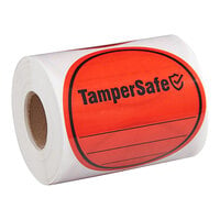 TamperSafe 3" Round Red Plastic Tamper-Evident Label - 250/Roll