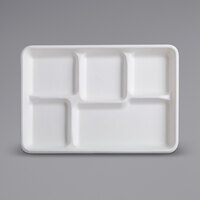 Fineline 42RCT128S5 Conserveware 12 3/4 inch x 8 3/4 inch Bagasse 5 Compartment Tray - 250/Case