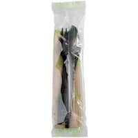 Fineline 42CKFSK.BK Conserveware Individually Wrapped Black CPLA Flatware and Utensils Kit with Napkin - 250/Case
