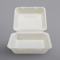 Fineline 42SHDL9 Conserveware 9 inch x 9 inch x 3 1/8 inch PLA Lined Bagasse Deep Take-Out Container - 200/Case