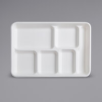 Fineline 42RCT128S6 Conserveware 12 3/4 inch x 8 3/4 inch Bagasse 6 Compartment Tray - 250/Case