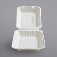 Fineline 42SHDL8 Conserveware 8 inch x 8 inch x 3 1/8 inch PLA Lined Bagasse Deep Take-Out Container - 200/Case
