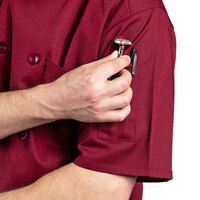 Uncommon Threads South Beach 0415 Unisex Burgundy Customizable Short Sleeve Chef Coat - L