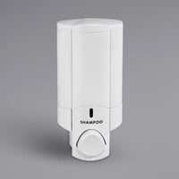 Dispenser Amenities 37150 Aviva 10 oz. Solid White Wall Mounted Locking Shower Dispenser with Bottle