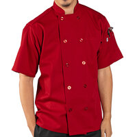 Uncommon Chef South Beach 0415 Unisex Red Customizable Short Sleeve Chef Coat - 6XL